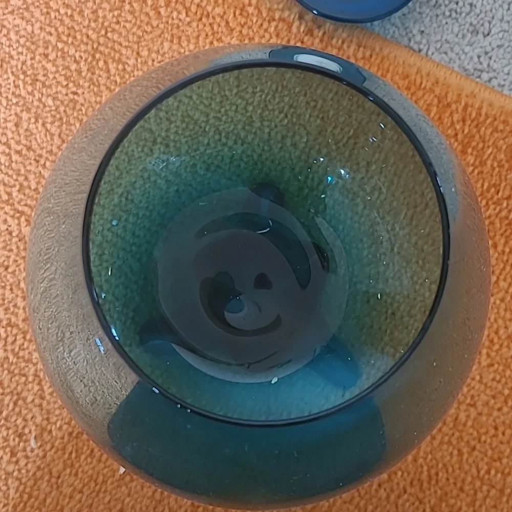 1960s Teal Glass Vase and Votive Holders